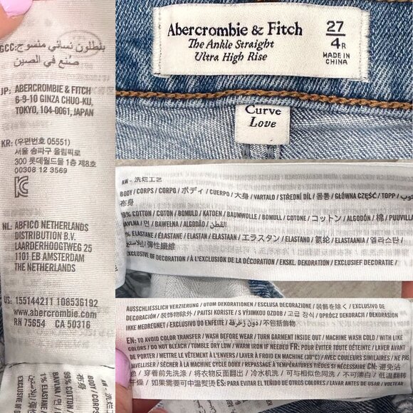 Abercrombie & Fitch The Ankle Straight Ultra High Rise in Light Wash Denim Sz 27 - Picture 4 of 15